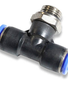 T-piece 8/6mm to 1/4" M pivotable, pluggable plastics PA